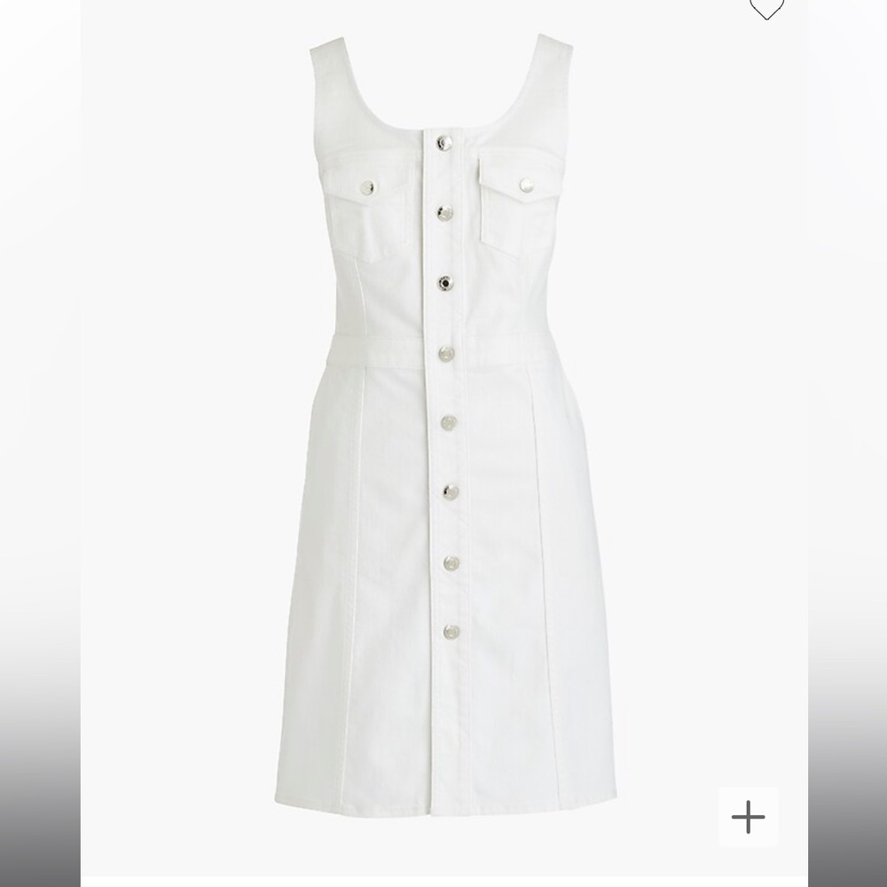 J. Crew Snap Front White Denim Mini Dress